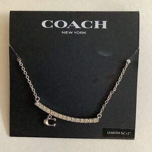 Coach Signature “C” Pave Bar Necklace New